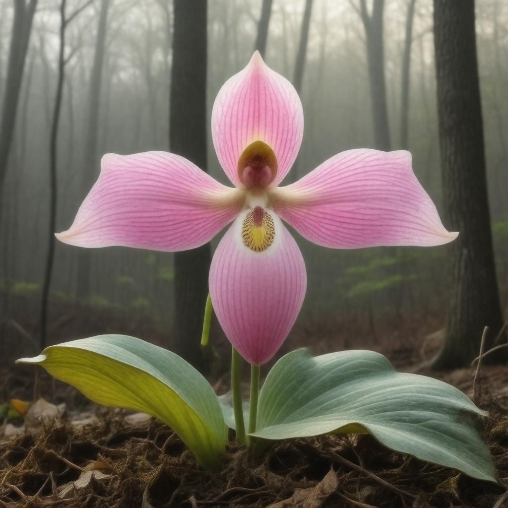Pink and white lady's slipper (Cypripedium reginae)